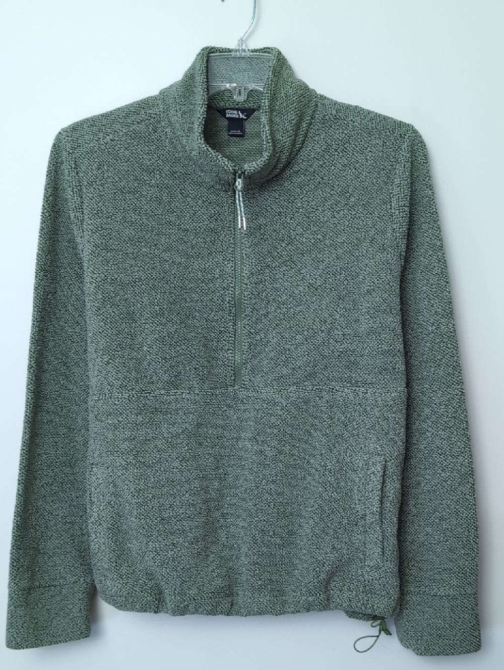 Eddie Bauer Women's Green XL Loop Knit Half Zip Mock Neck Sherpa Pullover LN!
